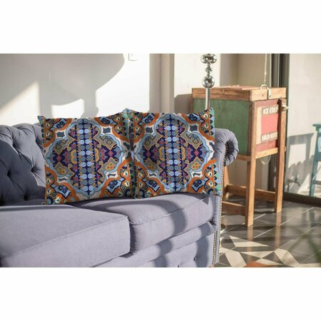 PALACEDESIGNS 16 in. Boho Indoor & Outdoor Throw Pillow Orange & Blue PA3667319